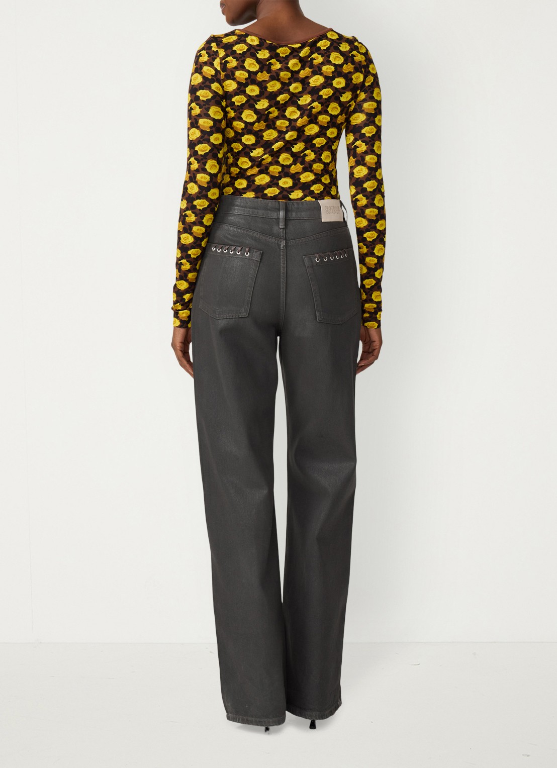 Fabienne Chapot Roe top met bloemenprint - achterkant 3 geel