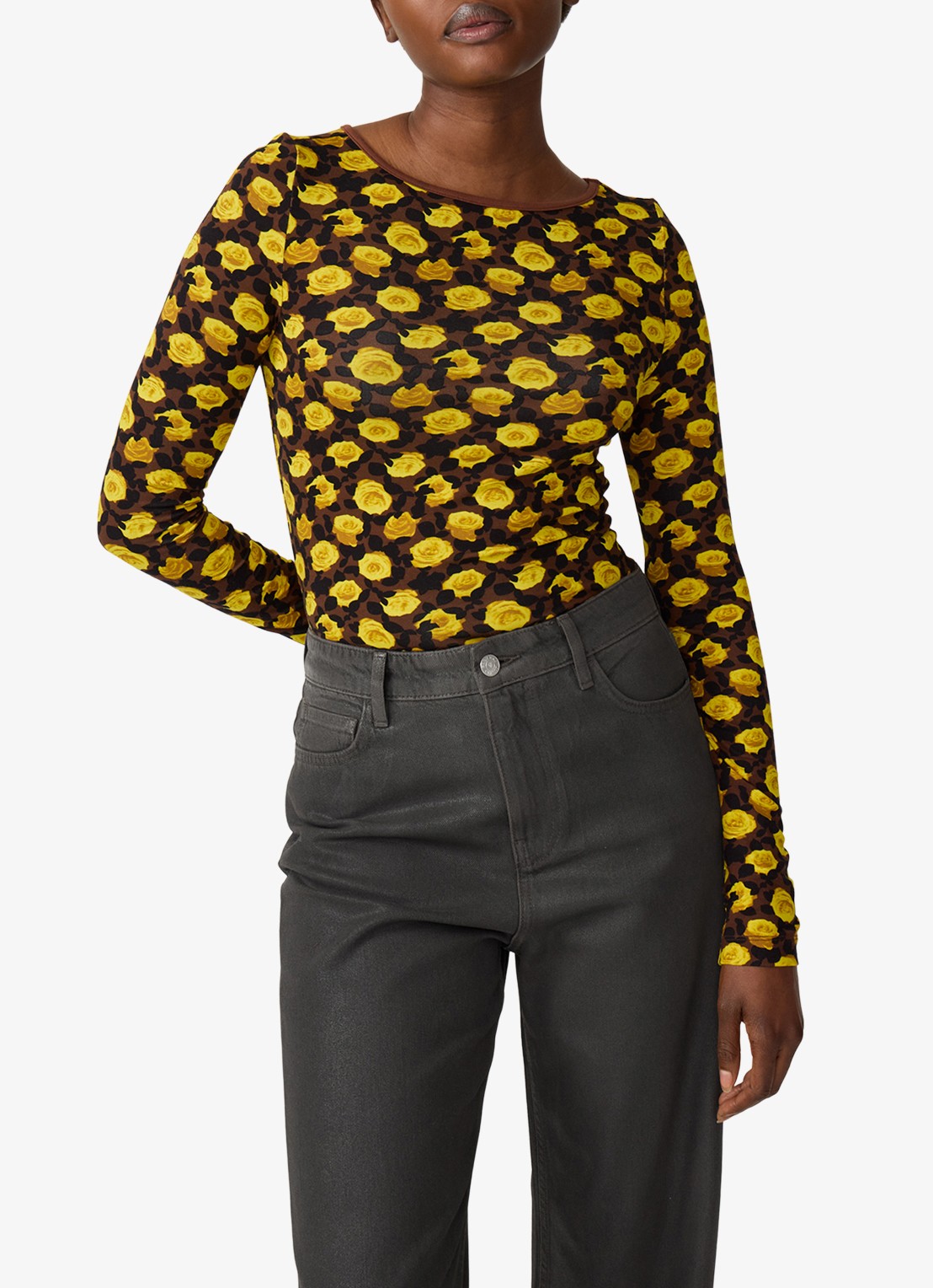 Fabienne Chapot Roe top met bloemenprint - detail geel