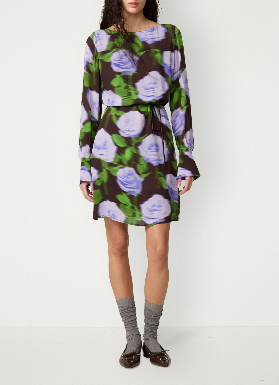 Fabienne Chapot Rosa midi tuniekjurk met bloemprint - voorkant 3 paars