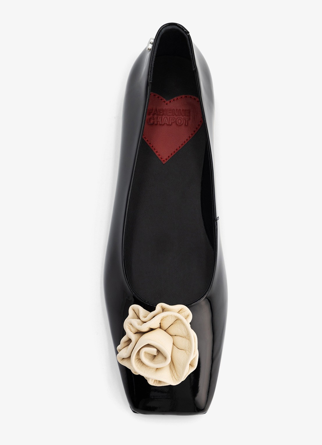 Fabienne Chapot Rose ballerina van leer - achterkant 3 zwart