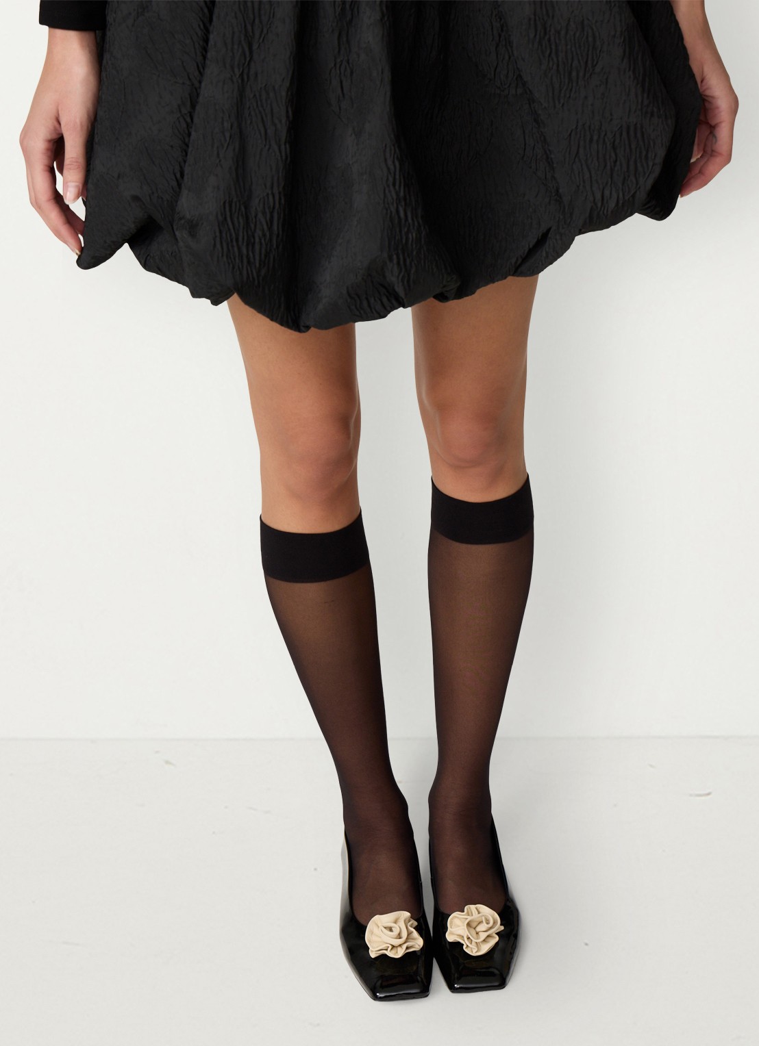 Fabienne Chapot Rose ballerina van leer - voorkant 4 zwart