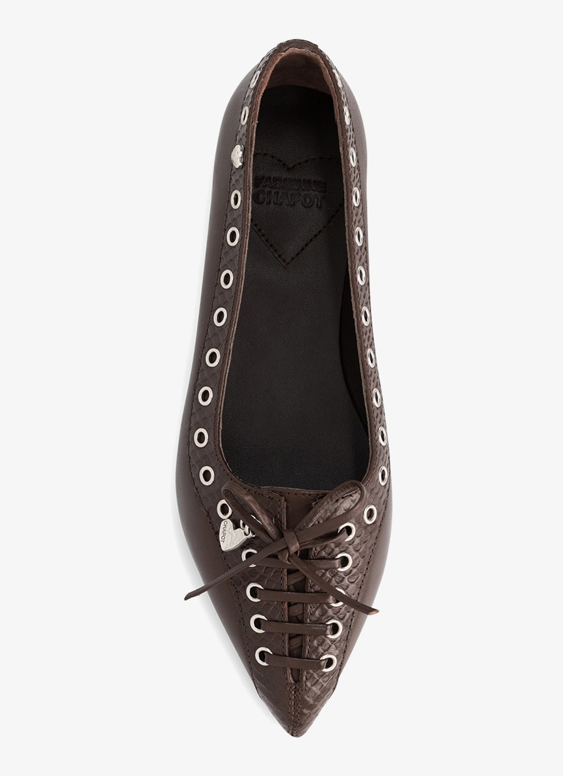 Fabienne Chapot Sailor ballerina van leer - achterkant 2 chocoladebruin