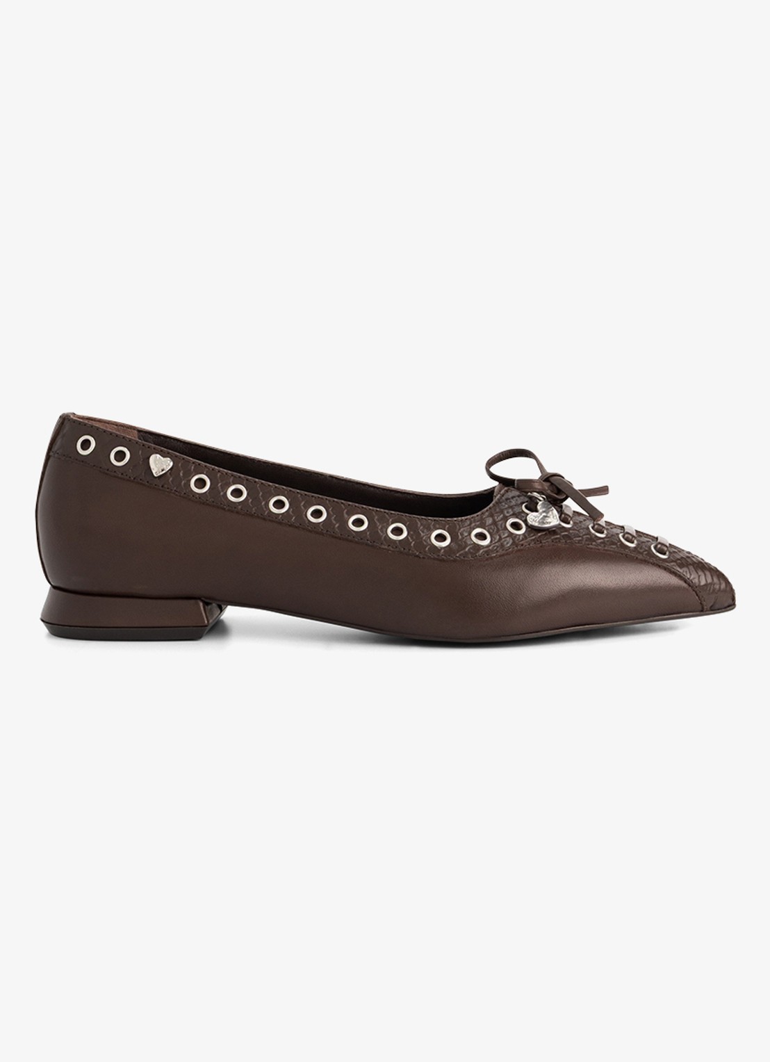 Fabienne Chapot Sailor ballerina van leer - voorkant 3 chocoladebruin