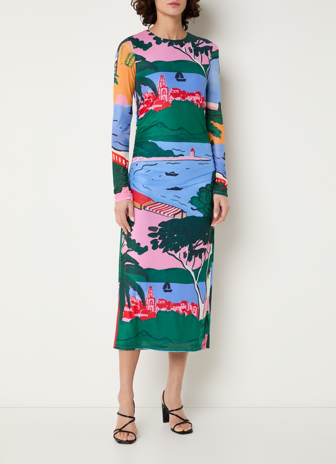 Fabienne Chapot Samara midi jurk van mesh met print - detail 4 blauw