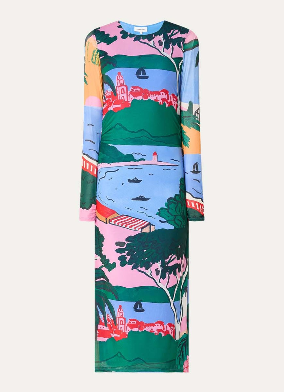 Fabienne Chapot Samara midi jurk van mesh met print - voorkant 2 blauw