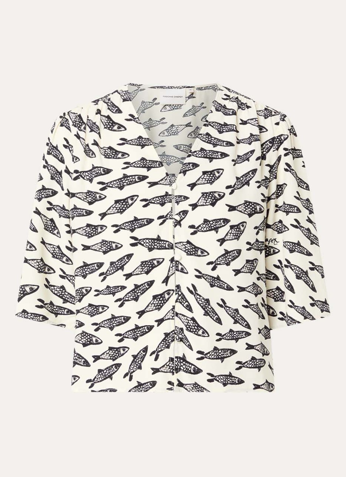 Fabienne Chapot Starlet blouse met print - voorkant 2 gebroken wit