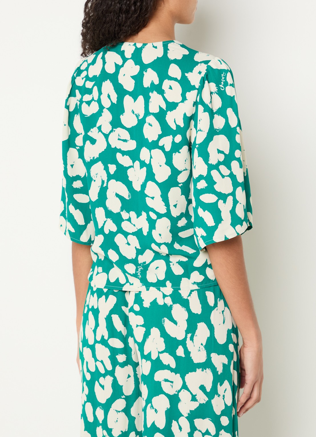 Fabienne Chapot Starlet blouse met print - achterkant 4 groen
