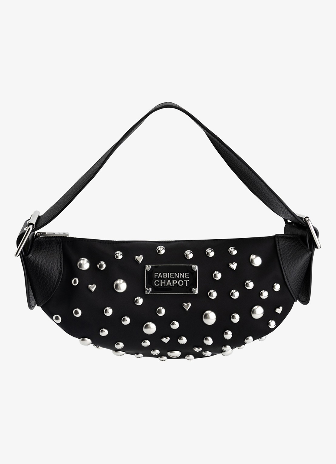 Fabienne Chapot Taffy schoudertas met studs - voorkant 3 zwart