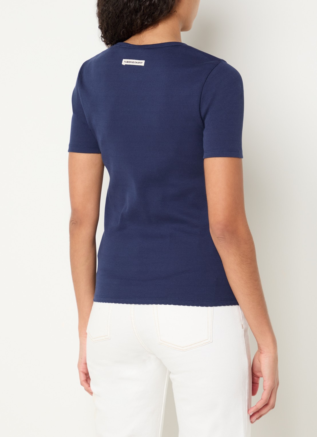 Fabienne Chapot Tanja T-shirt met ribstructuur - achterkant 3 donkerblauw