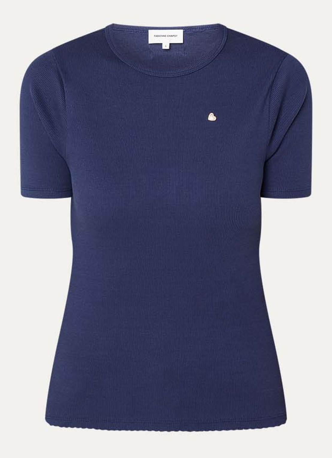 Fabienne Chapot Tanja T-shirt met ribstructuur - voorkant donkerblauw