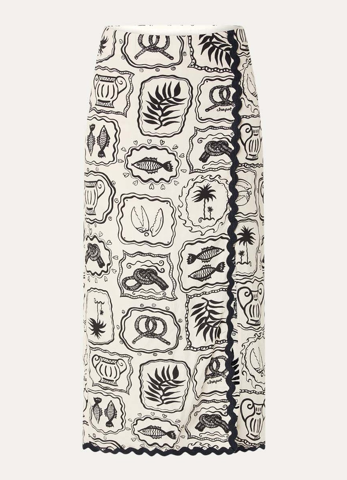 Fabienne Chapot Tila midi rok met print - voorkant zwart