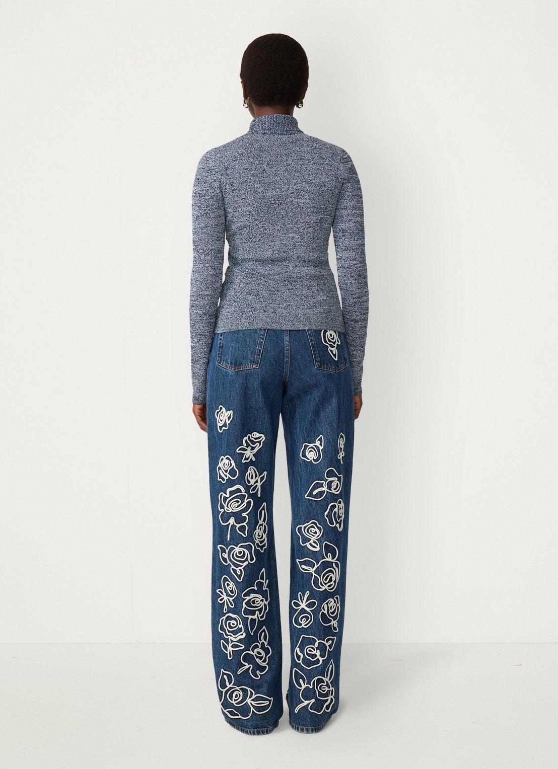 Fabienne Chapot Tilda fijngebreid vest met kraag - achterkant donkerblauw