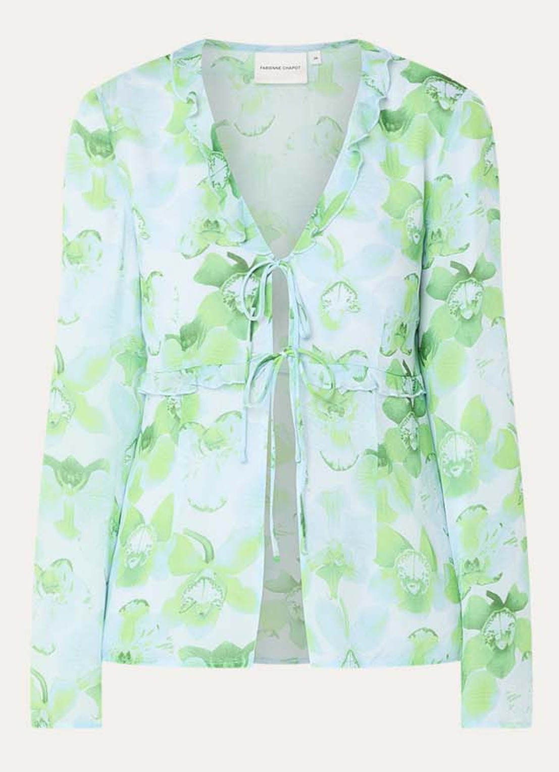 Fabienne Chapot Tinie semi-transparante blouse met print - voorkant 3 groen