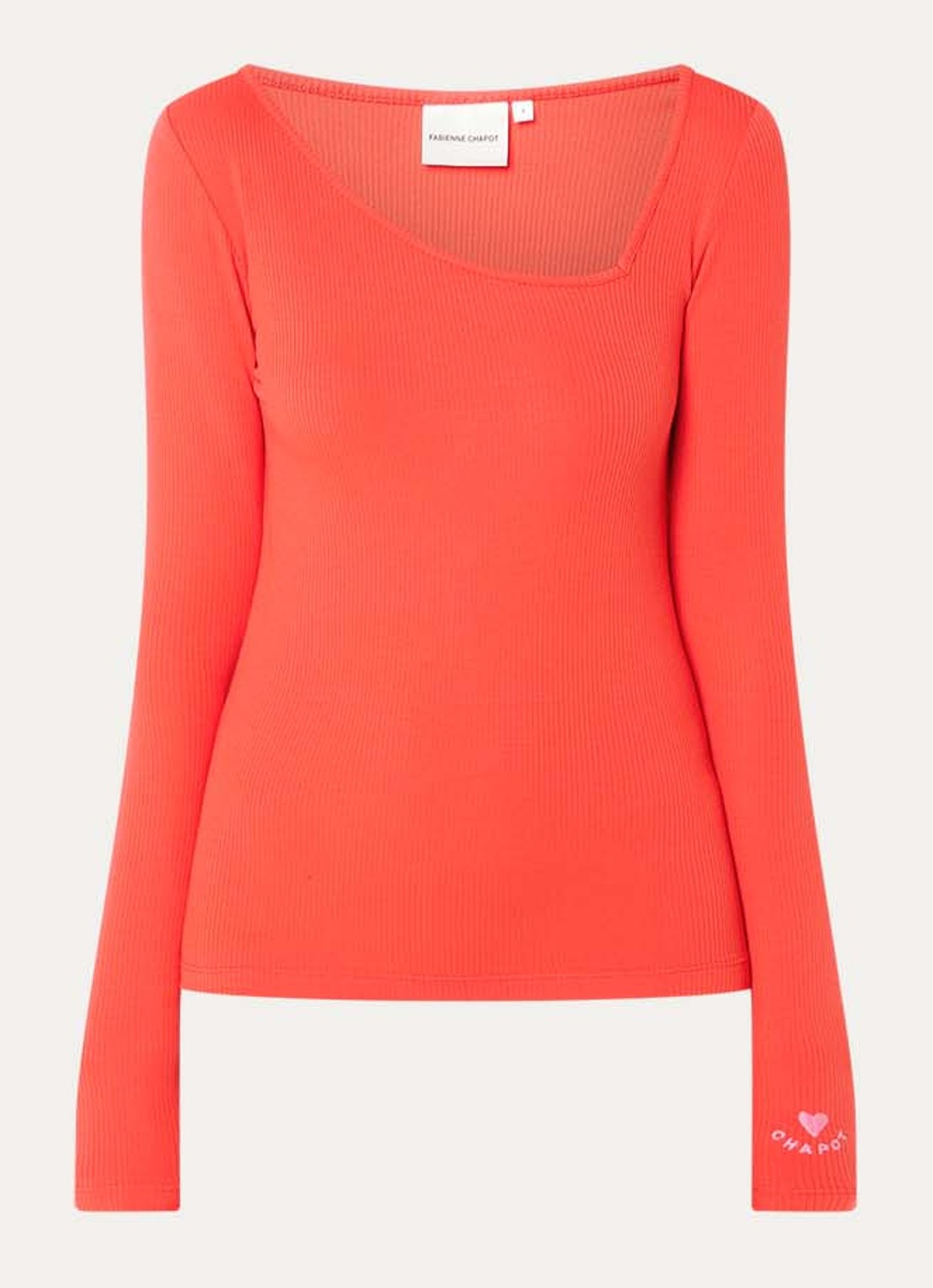 Fabienne Chapot Valentina top met asymmetrische hals - voorkant 2 rood