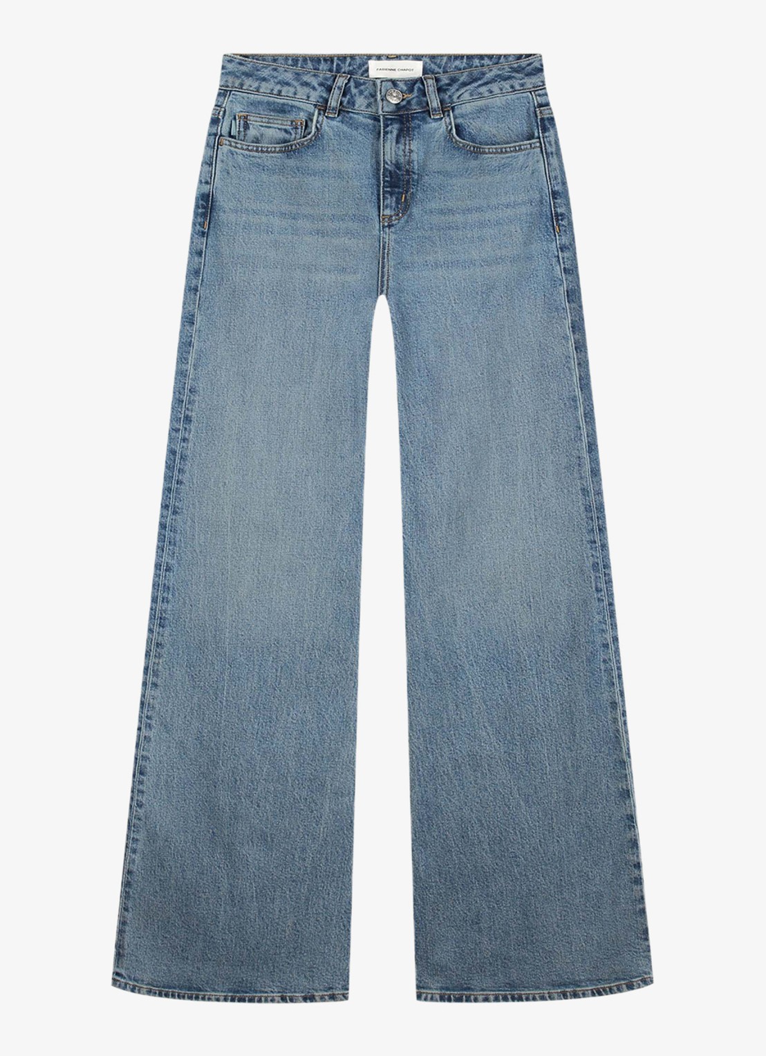 Fabienne Chapot Vic high waist bootcut jeans met steekzakken - voorkant indigo