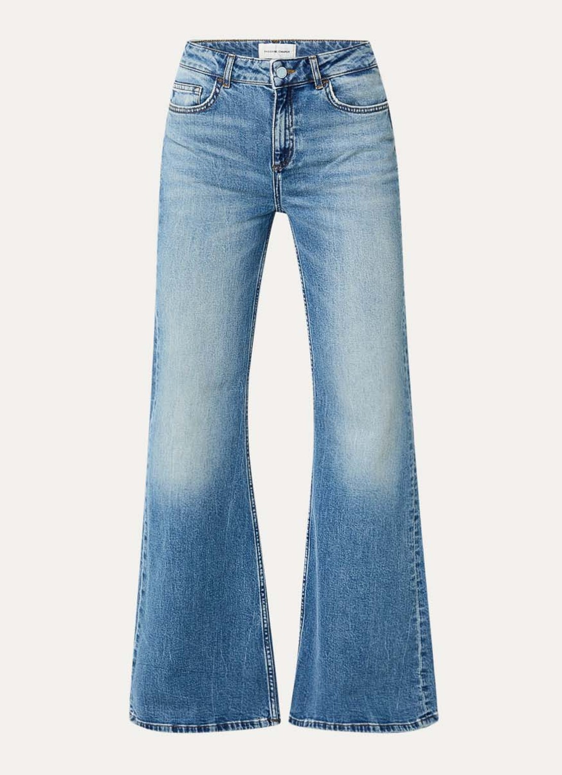 Fabienne Chapot Vic high waist flared jeans met medium wassing - voorkant indigo