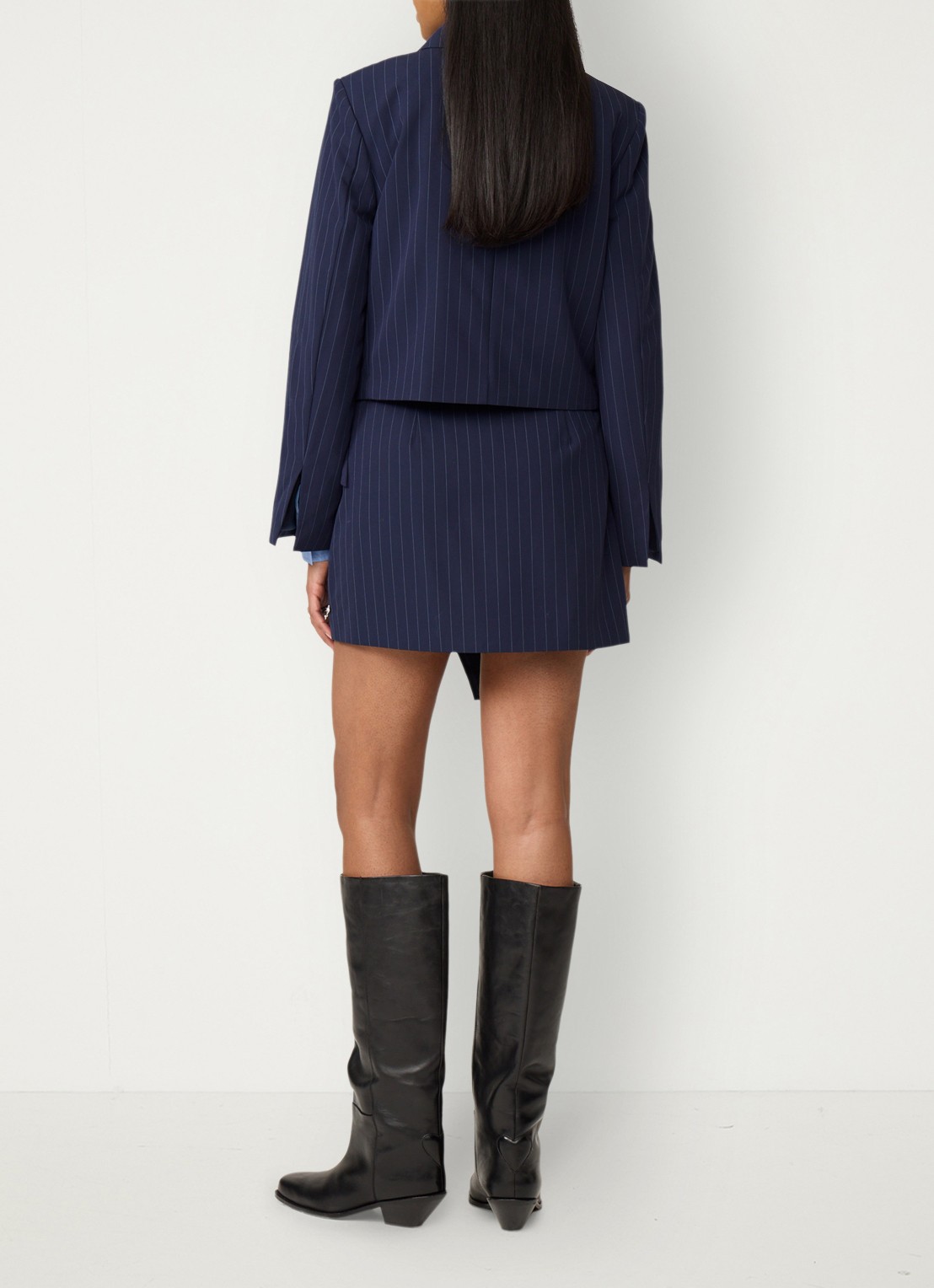 Fabienne Chapot Vito blazer met krijtstreep - achterkant 8 donkerblauw