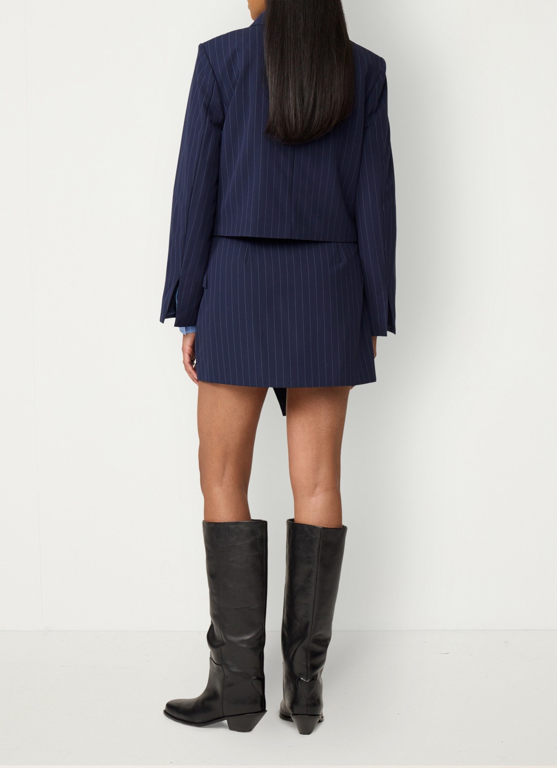 Fabienne Chapot Vito blazer met krijtstreep - achterkant 9 donkerblauw