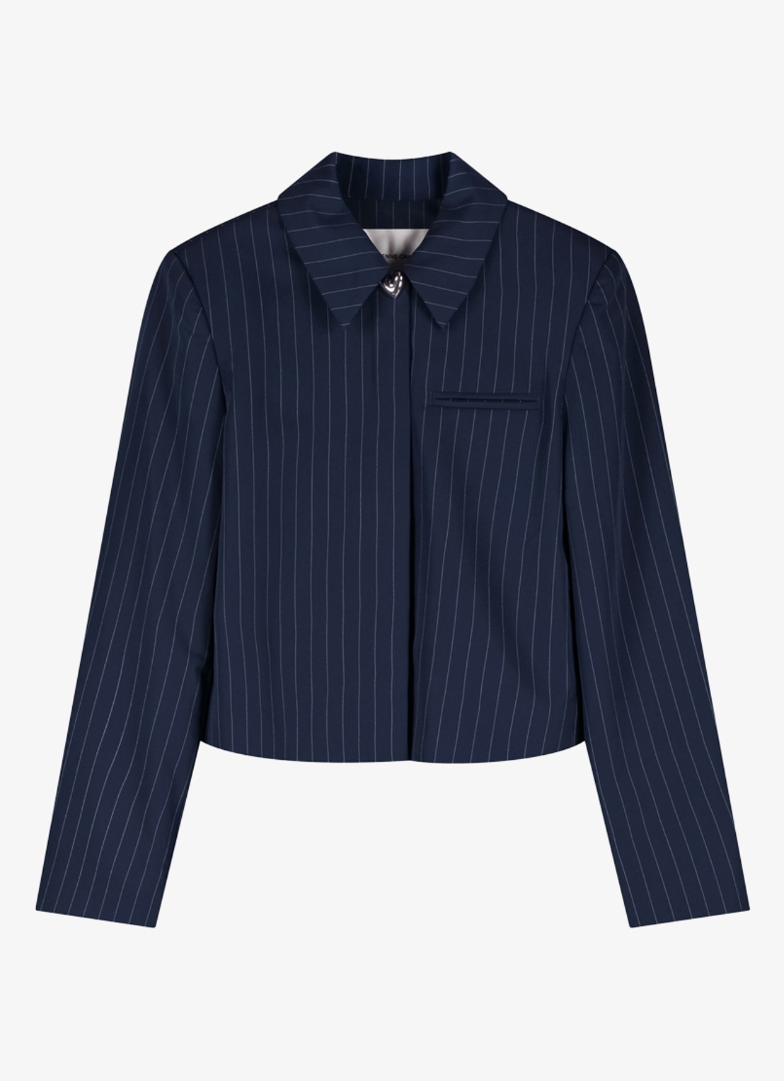 Fabienne Chapot Vito blazer met krijtstreep - voorkant 3 donkerblauw