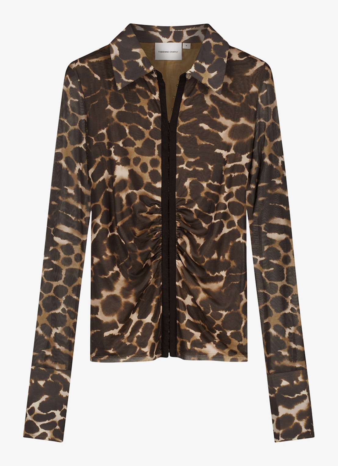 Fabienne Chapot Yanna semi transparante blouse met dierenprint - voorkant bruin