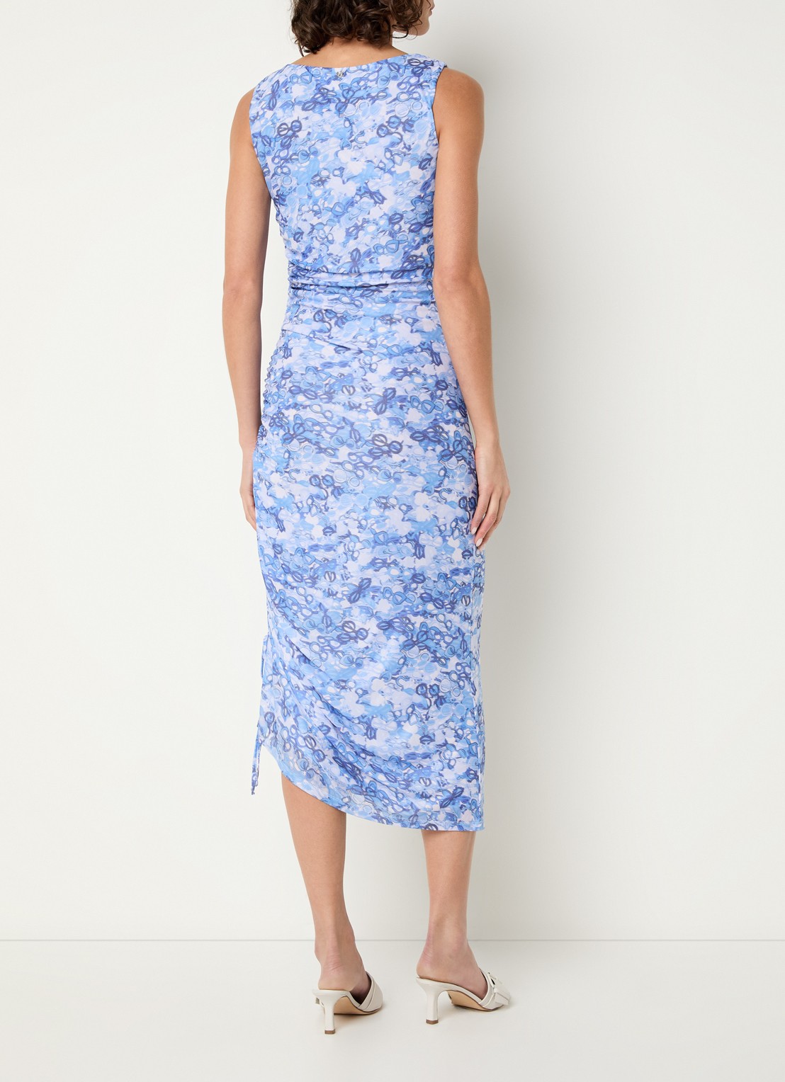 Fabienne Chapot Zina midi jurk van mesh met plooidetail - achterkant blauw