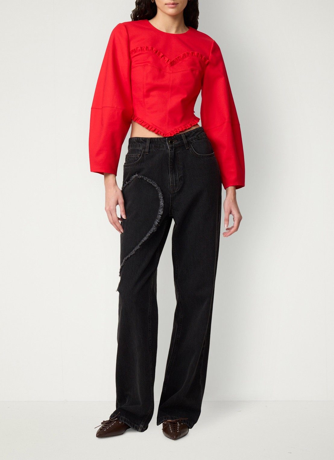 Fabienne Chapot Zoe high waist boyfriend jeans - voorkant 3 donkergrijs