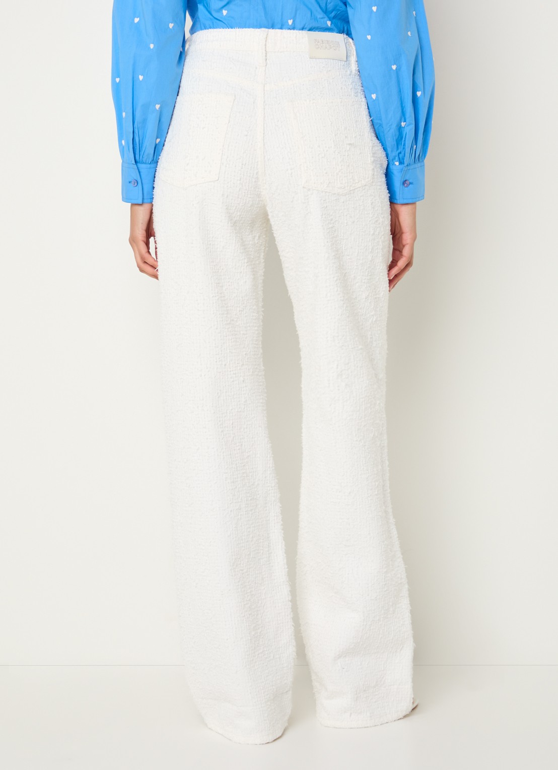 Fabienne Chapot Zoe high waist loose fit pantalon met  structuur - achterkant 5 creme