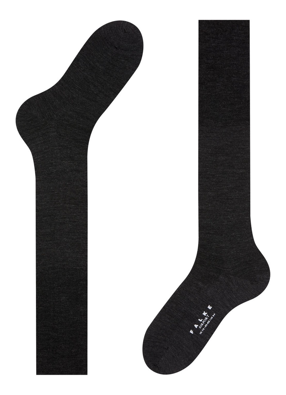 Falke Airport kniekousen in uni - detail 2 antraciet