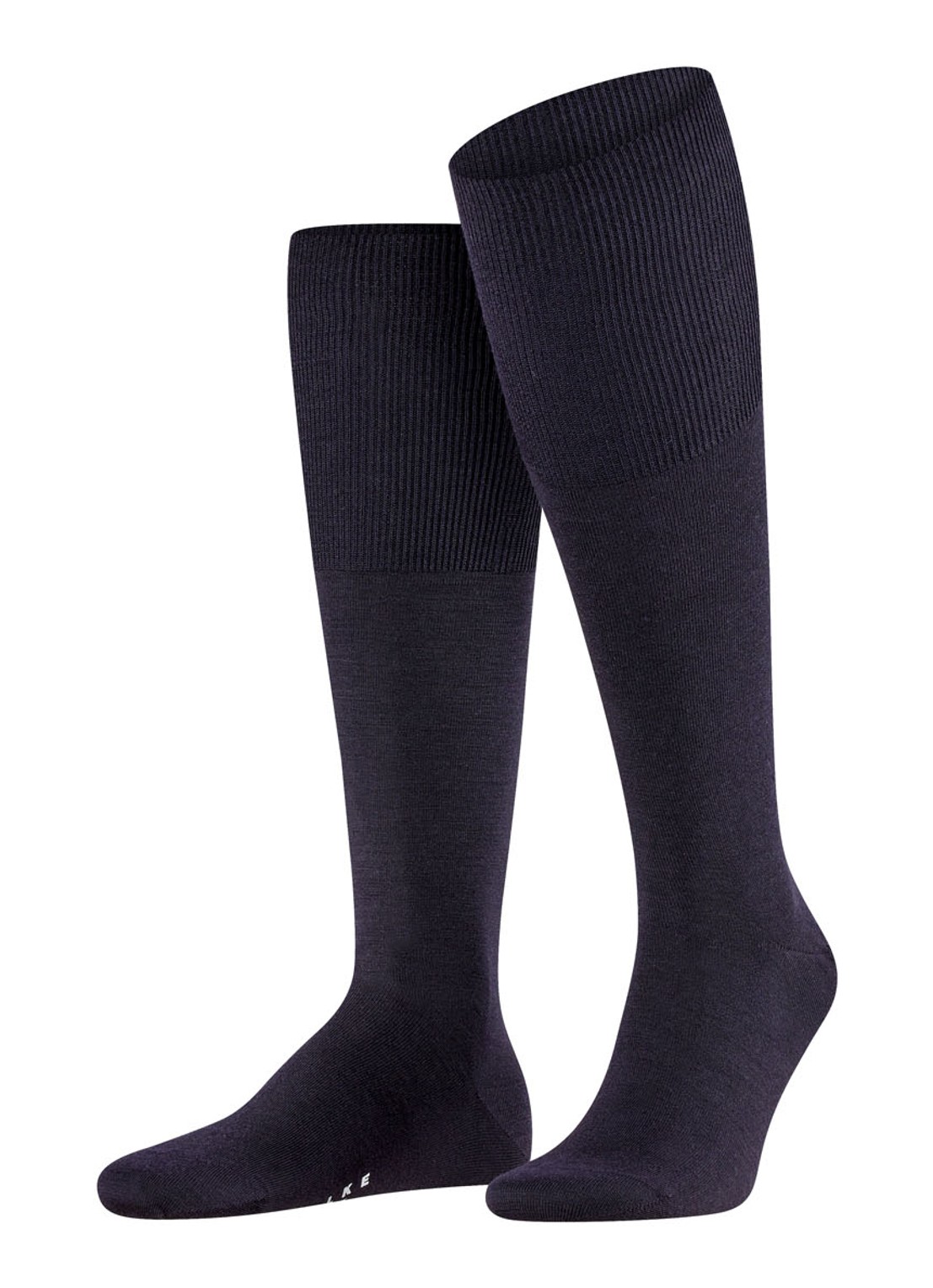 Falke Airport kniekousen in uni - voorkant 7 donkerblauw