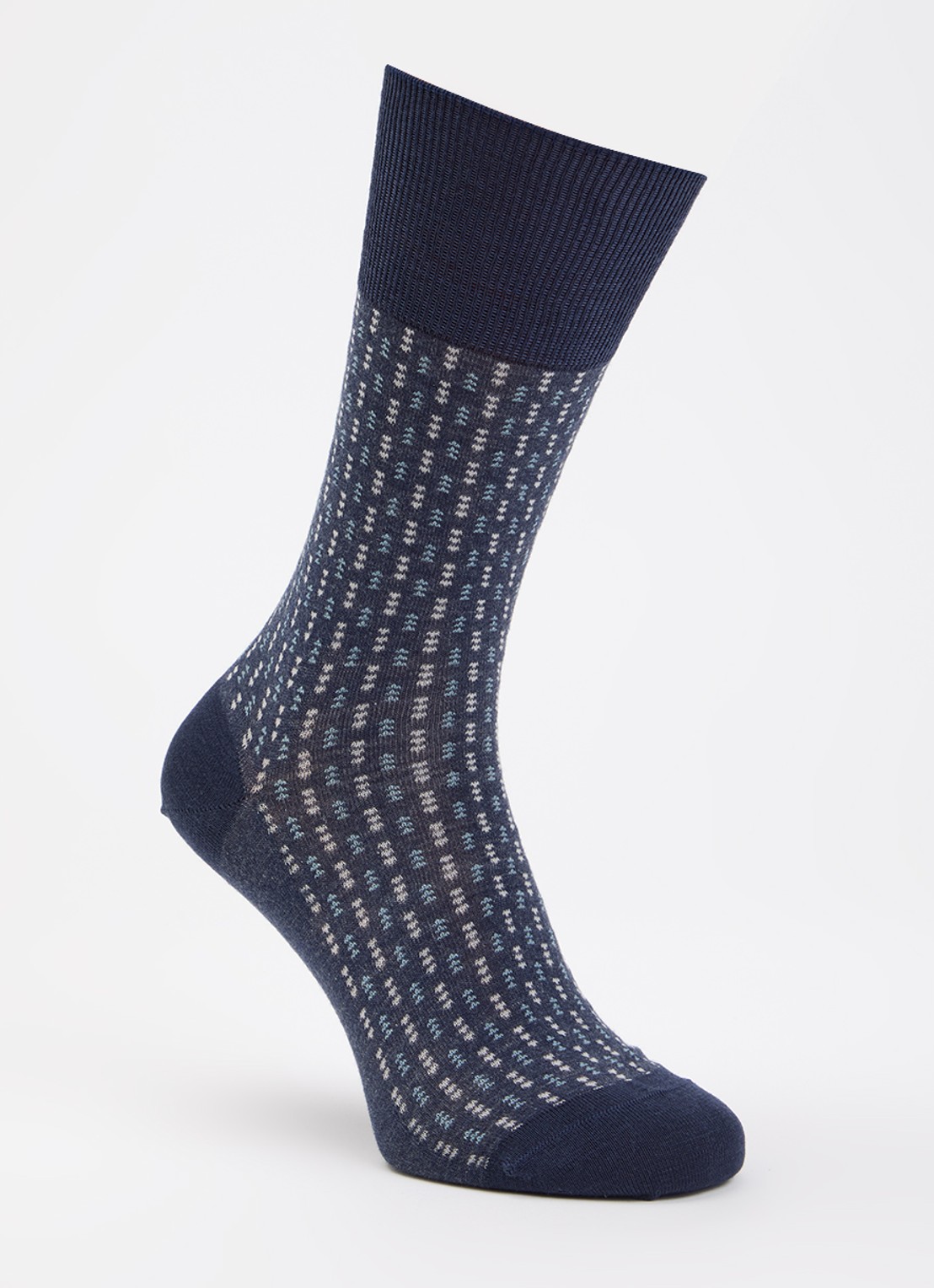 Falke Airport sokken in scheerwolblend - voorkant blauw
