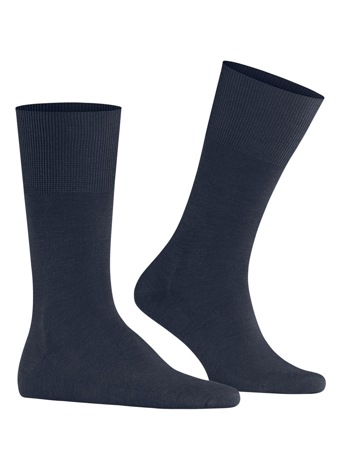 Falke Airport sokken in wolblend - voorkant 7 donkerblauw