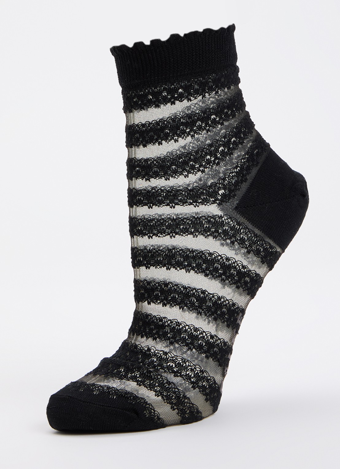 Falke Border Lace sokken in katoenblend - detail 3 zwart