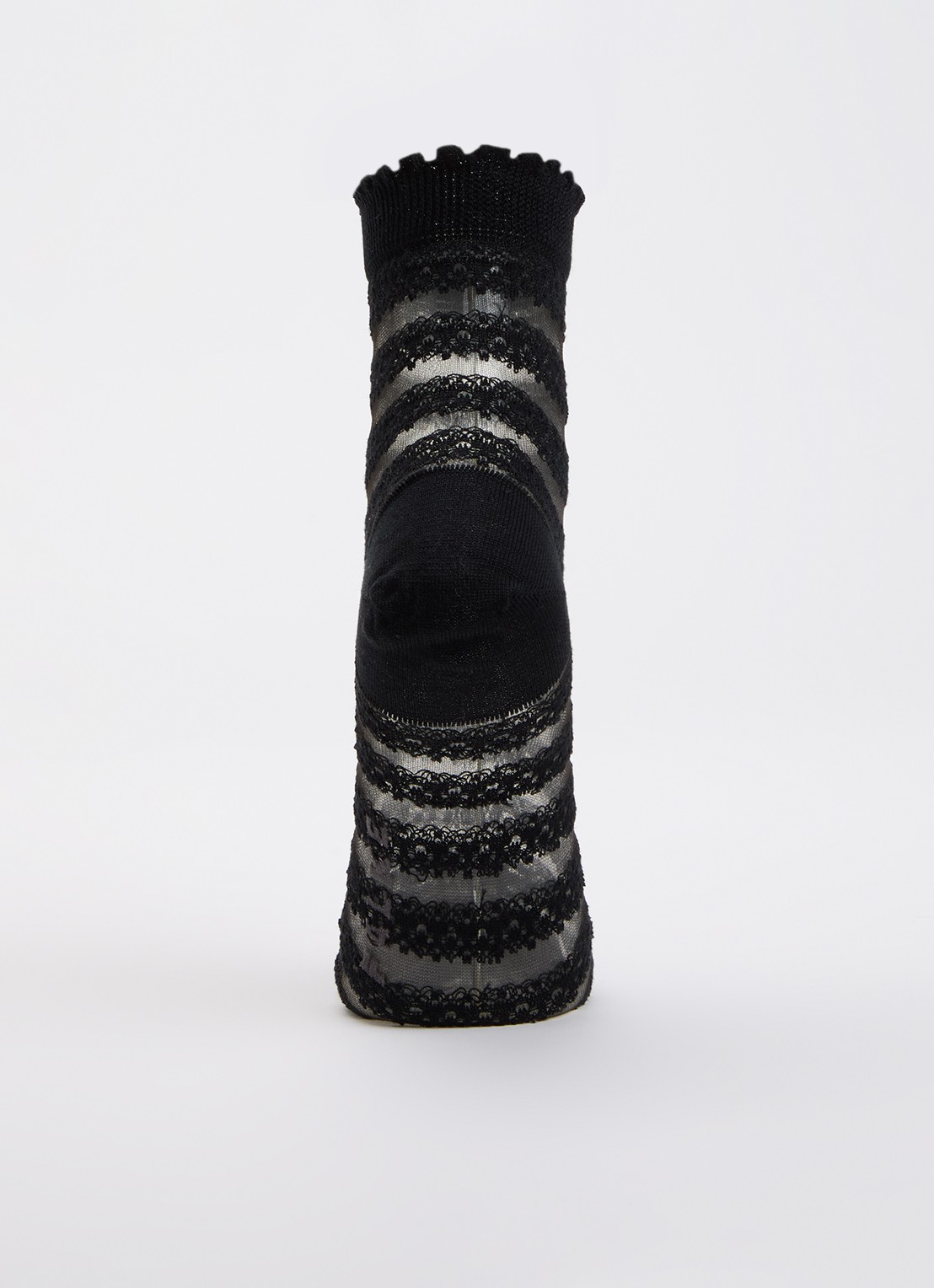 Falke Border Lace sokken in katoenblend - voorkant 2 zwart