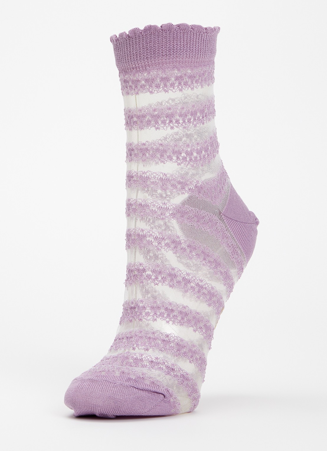 Falke Border Lace sokken in katoenblend - voorkant lila