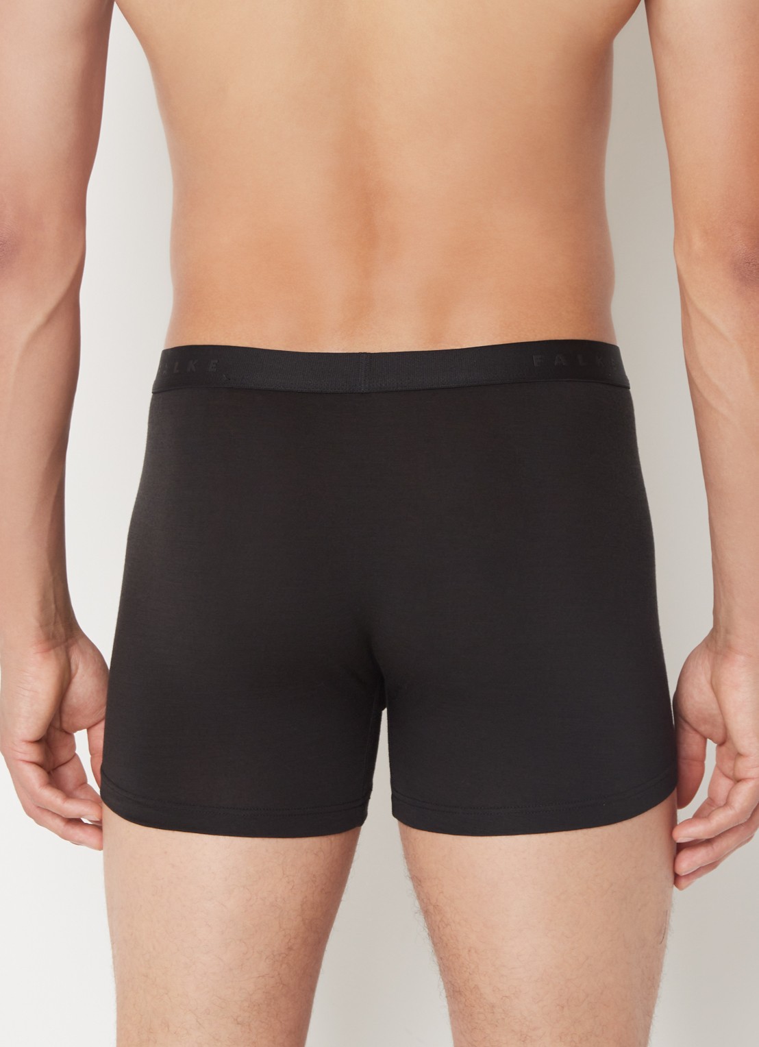 Falke Boxershort in wolblend met logoband - achterkant zwart