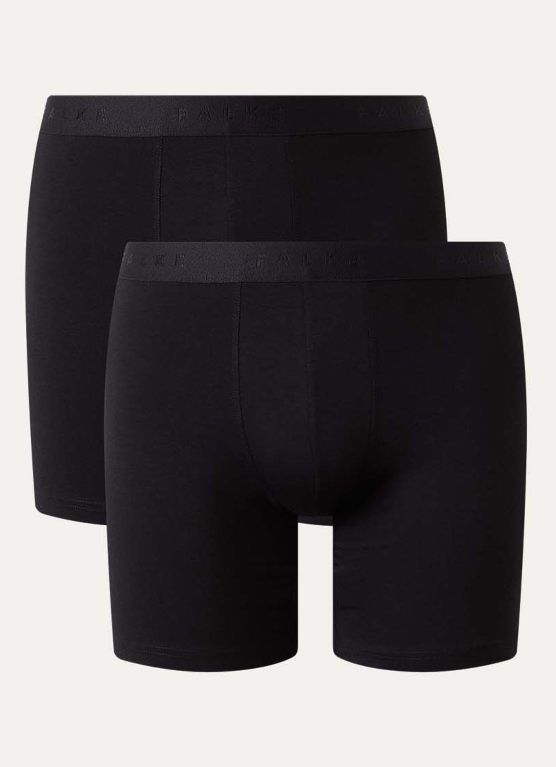 Falke Boxershorts met logoband in 2-pack - voorkant 2 zwart