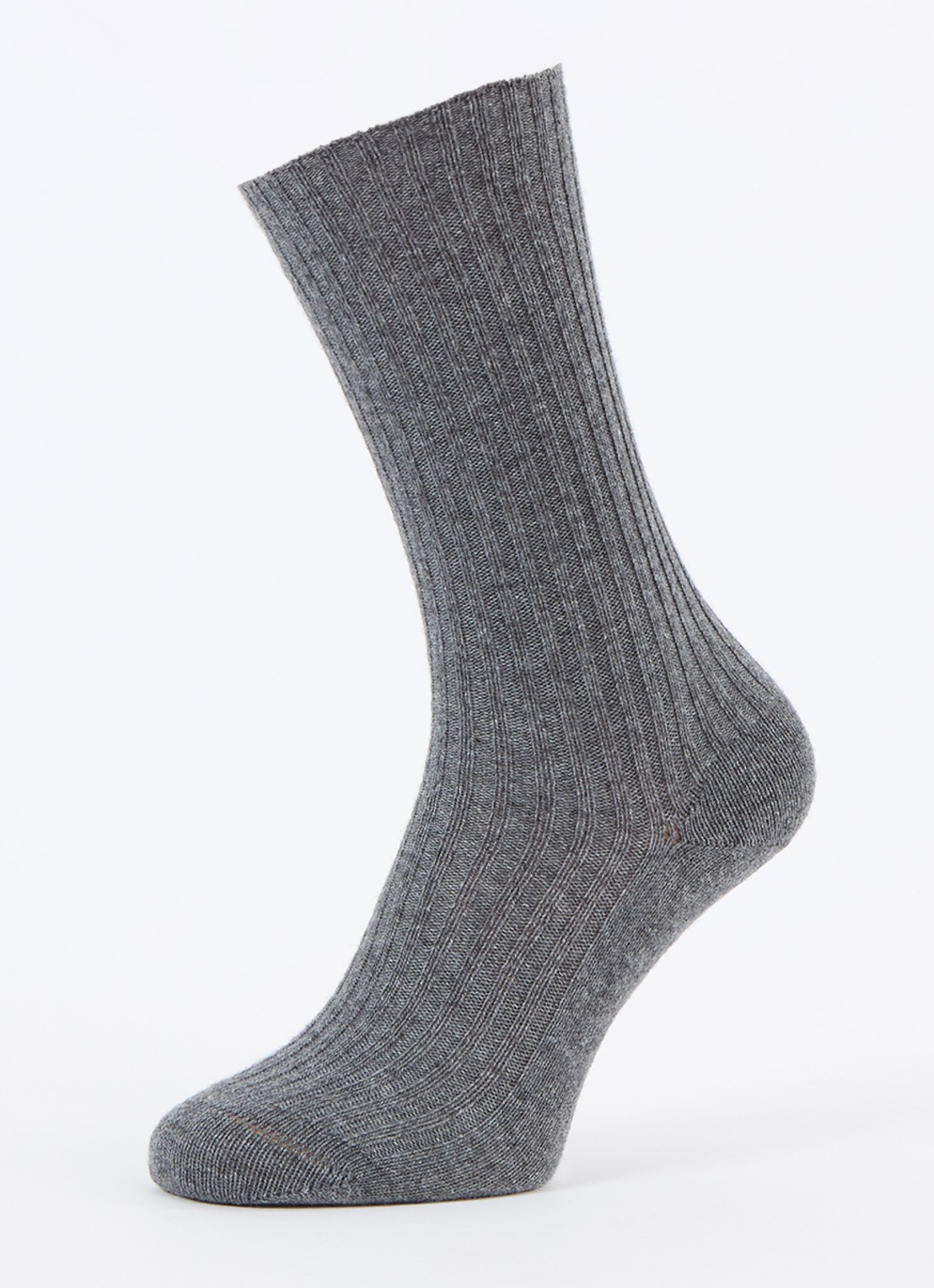 Falke Cosy ribgebreide sokken in kasjmierblend - detail grijsmele