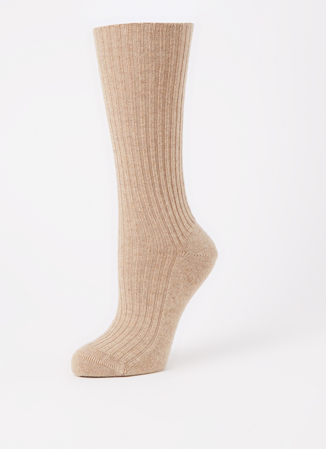 Falke Cosy ribgebreide sokken in kasjmierblend - detail beige