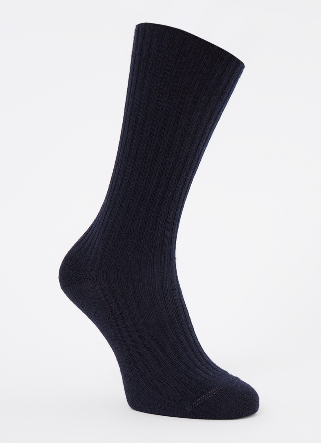 Falke Cosy ribgebreide sokken in kasjmierblend - voorkant donkerblauw