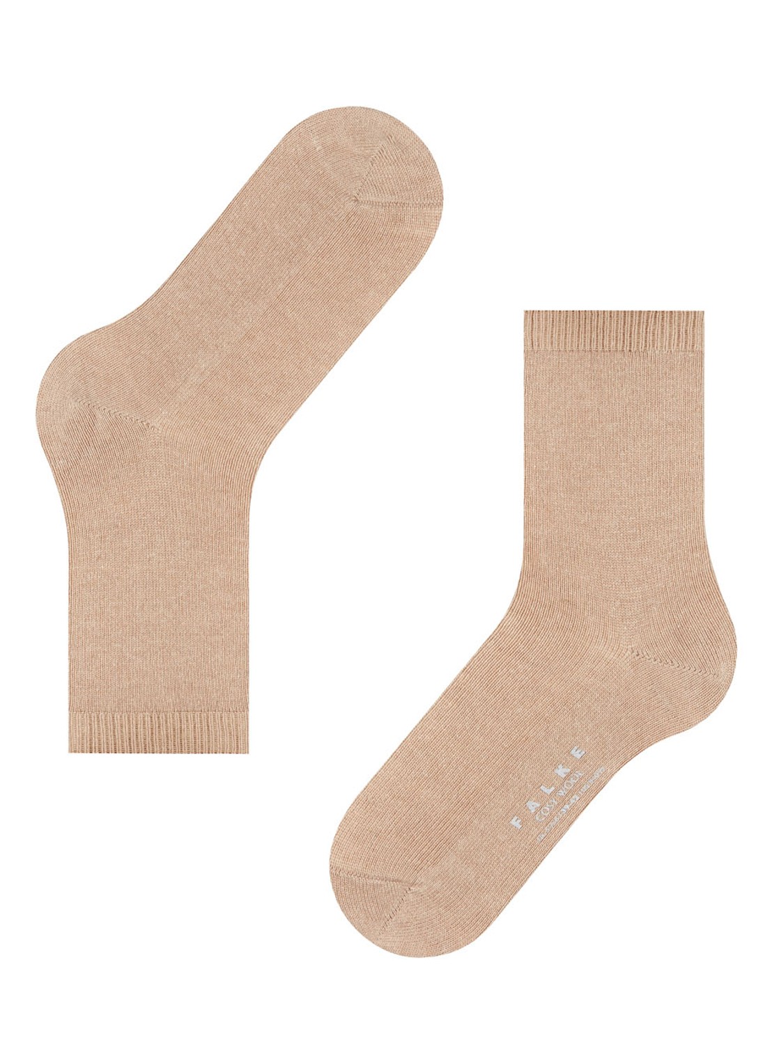 Falke Cosy Wool sokken - detail 2 camel