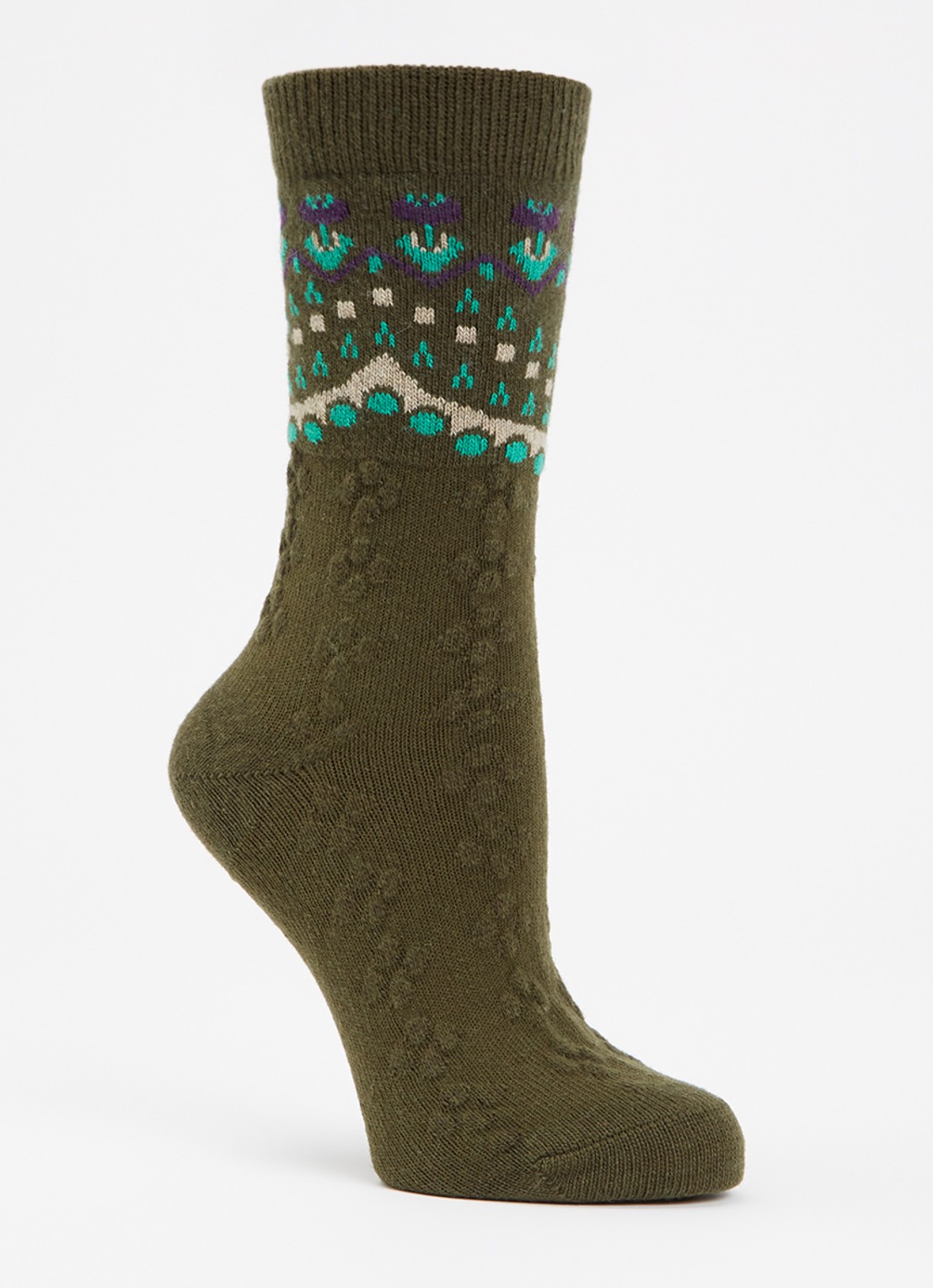 Falke Cosy Wool Special Edition sokken in kasjmierblend - voorkant mosgroen
