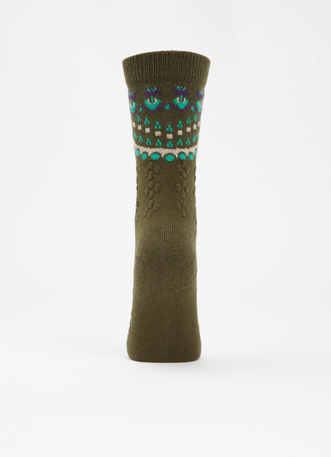 Falke Cosy Wool Special Edition sokken in kasjmierblend - voorkant 2 mosgroen