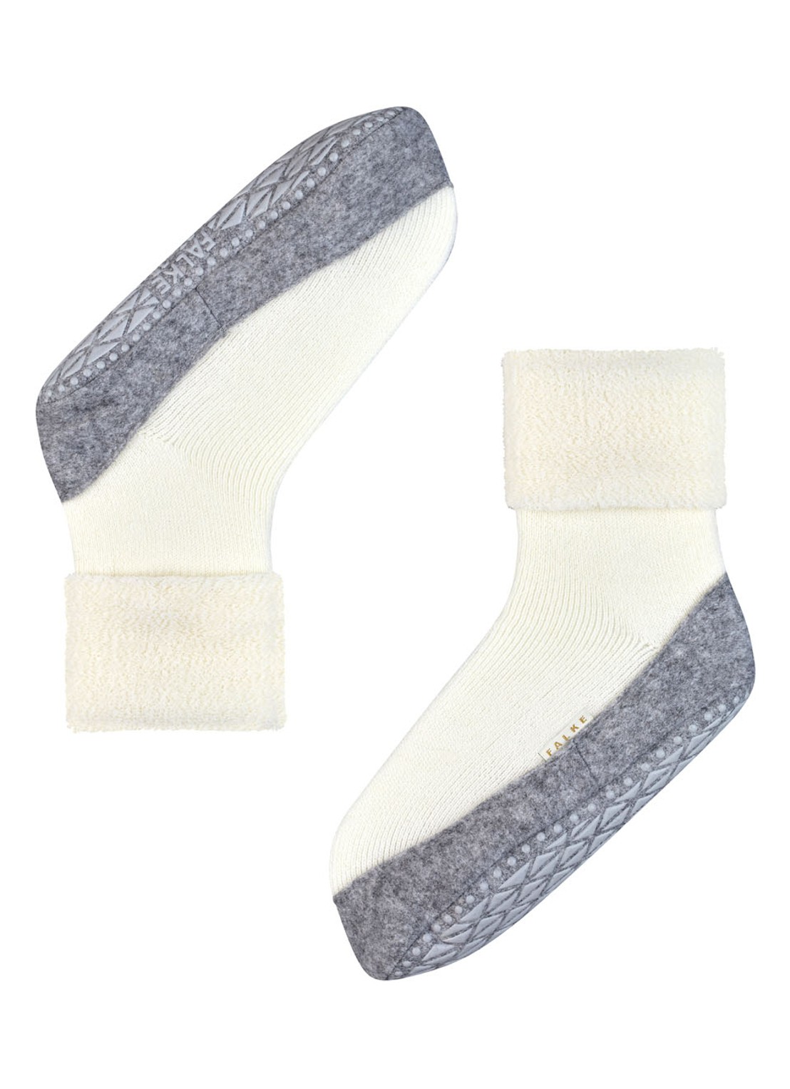 Falke Cosyshoe huissokken in wolblend met anti-slip - detail 2 gebroken wit