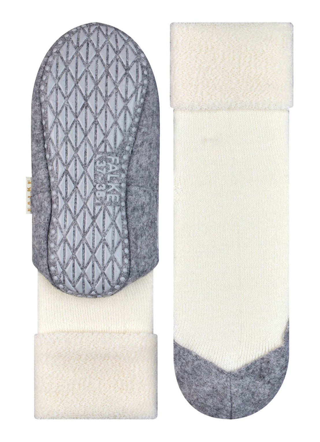 Falke Cosyshoe huissokken in wolblend met anti-slip - detail 3 gebroken wit