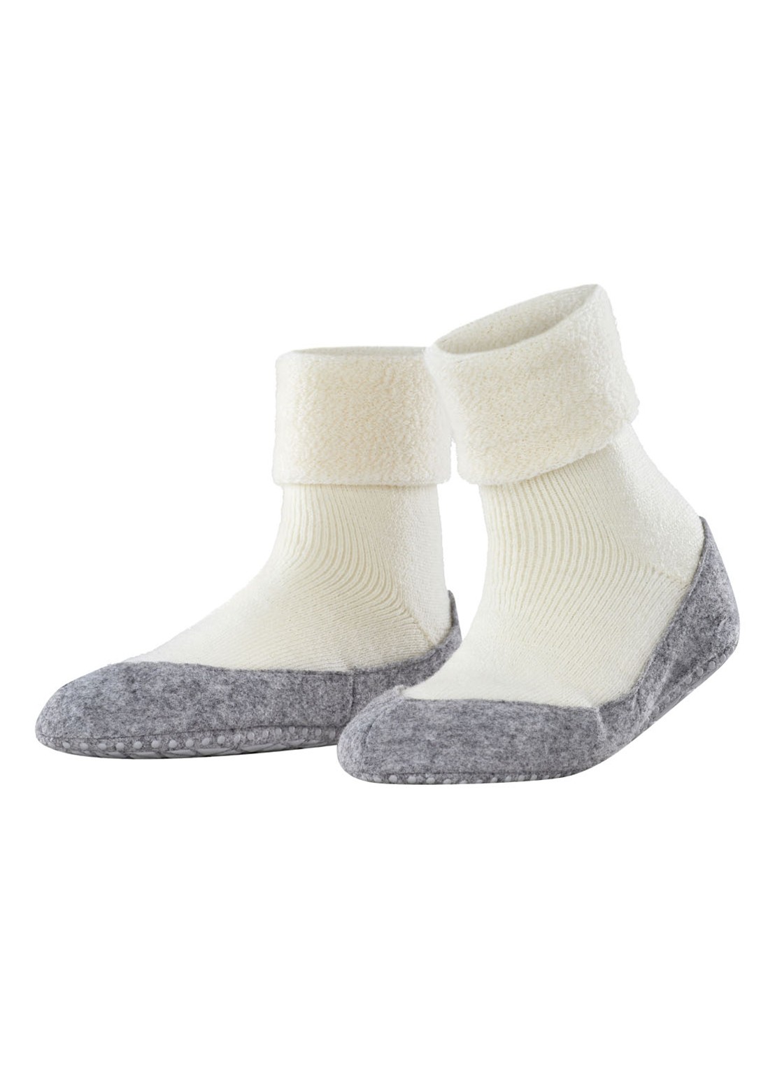 Falke Cosyshoe huissokken in wolblend met anti-slip - voorkant 5 gebroken wit
