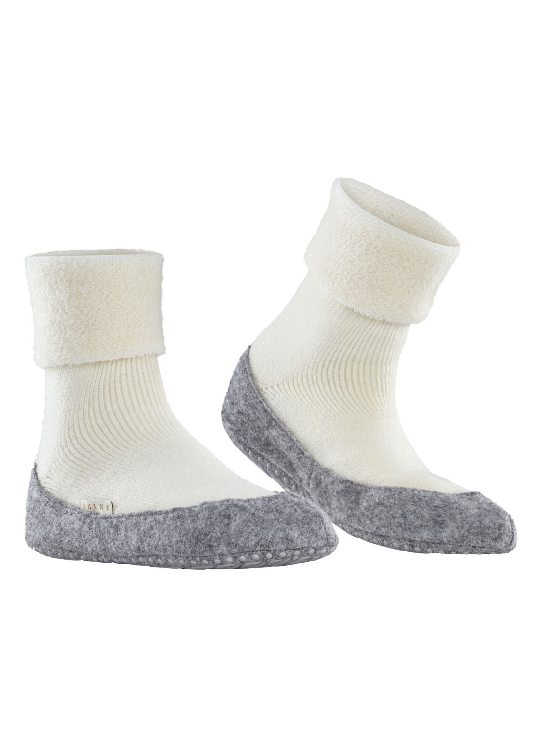 Falke Cosyshoe huissokken in wolblend met anti-slip - voorkant 6 gebroken wit