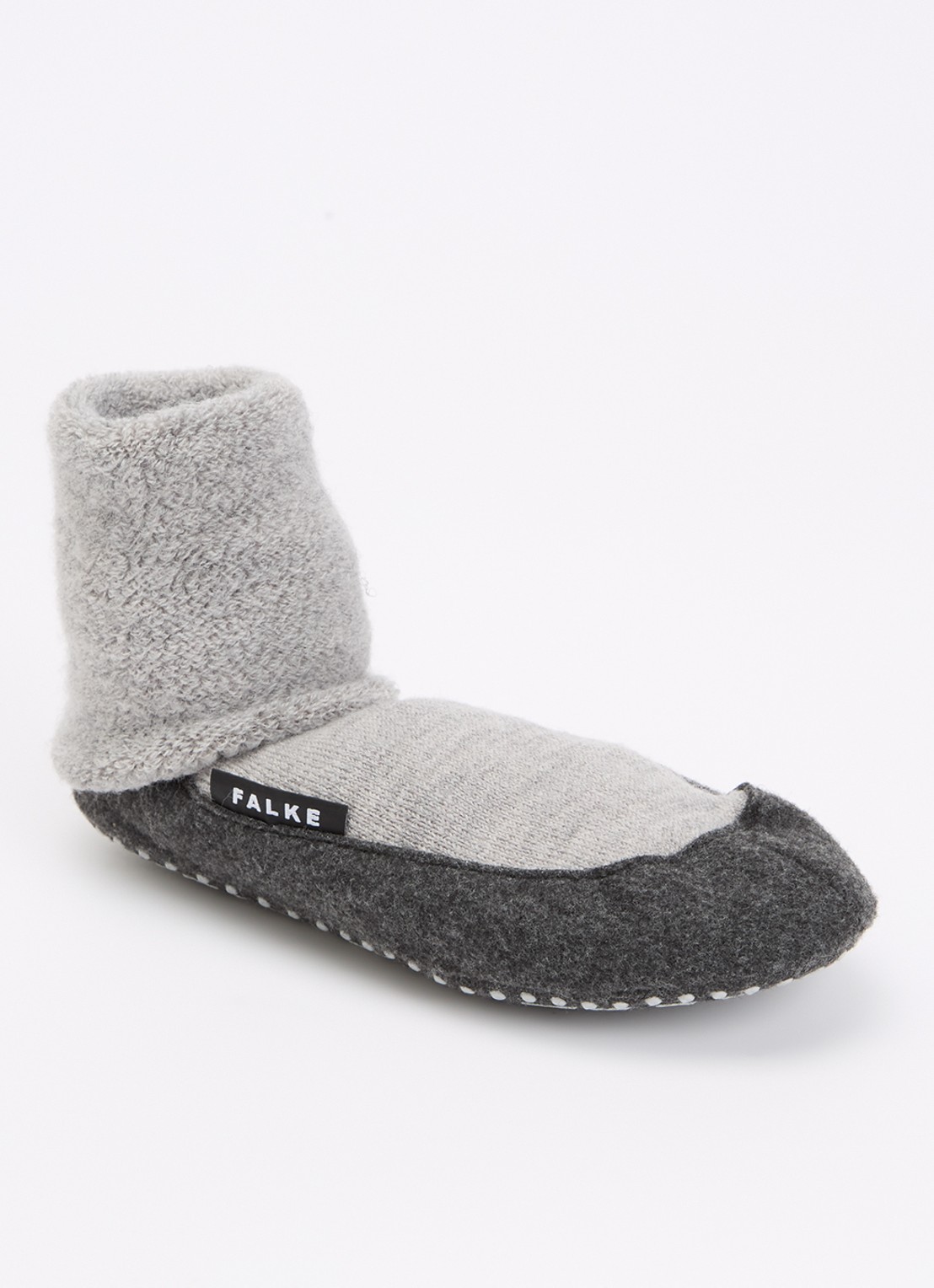 Falke Cosyshoe pantoffel in wolblend met anti-slip - voorkant 3 lichtgrijs