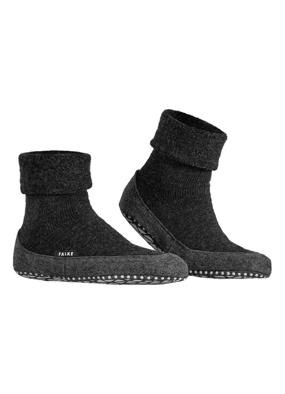 Falke Cosyshoe pantoffel in wolblend met anti-slip - voorkant 7 antraciet