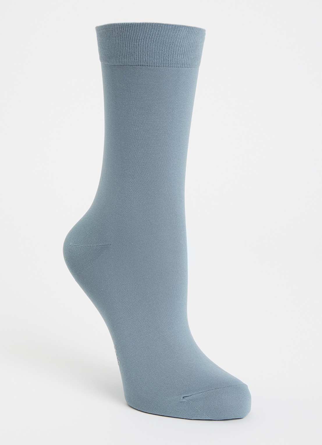 Falke Cotton Touch sokken met logo  - voorkant 2 blauwgrijs