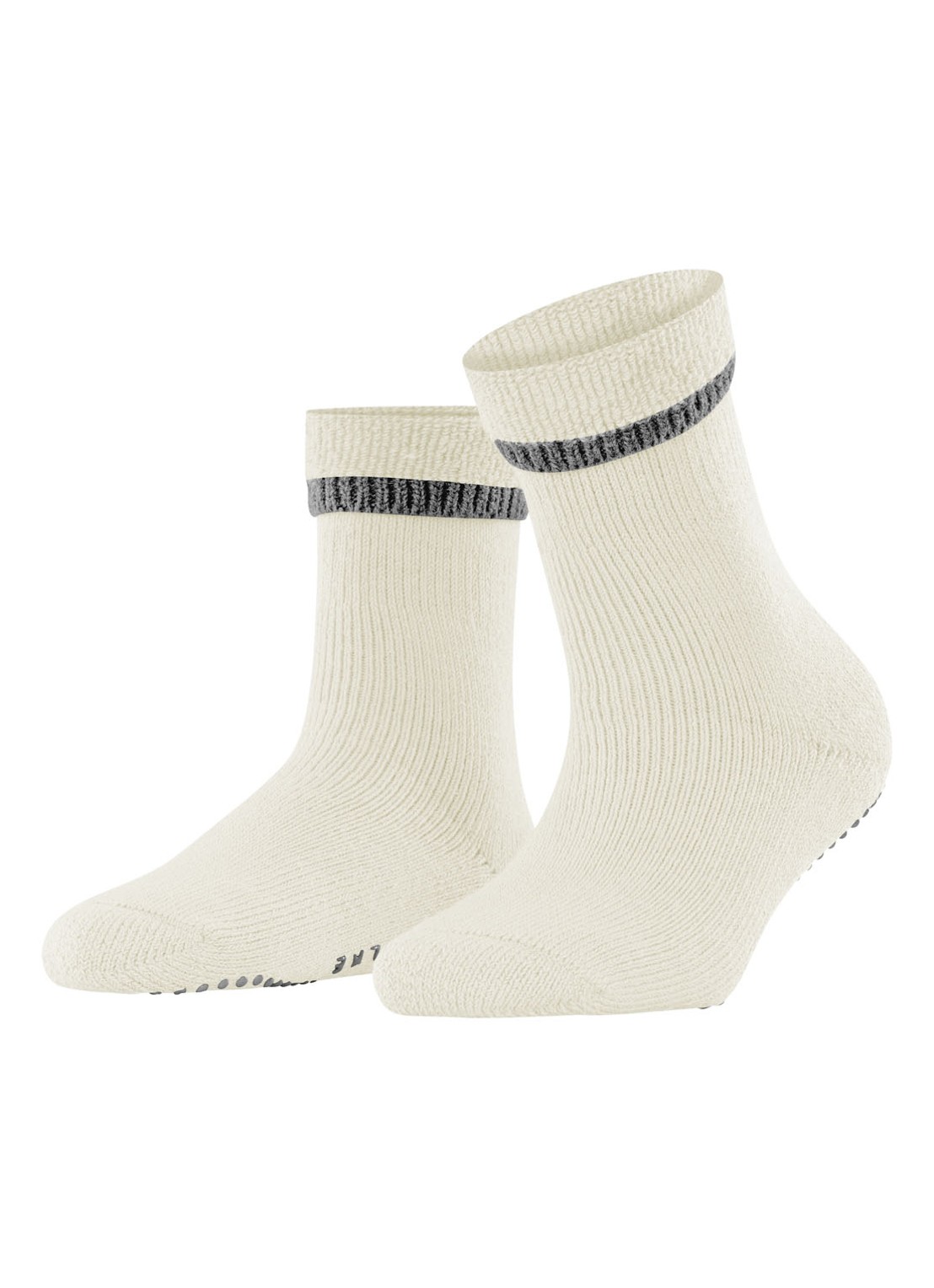 Falke Cuddle Pads sokken in wolblend met anti-slip - voorkant gebroken wit
